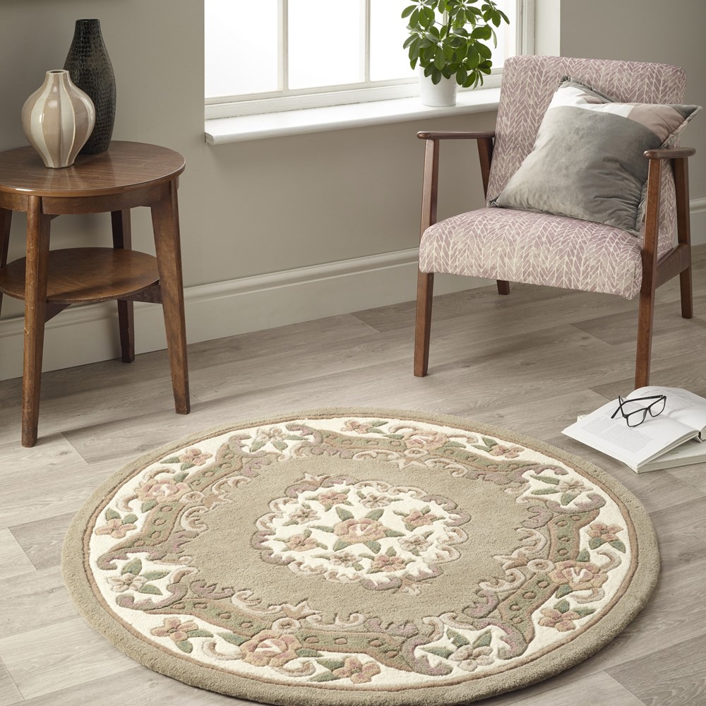 Shensi Traditional Circular Rugs in Beige